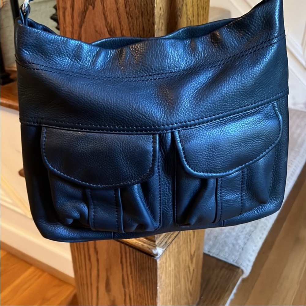 Fossil Black Leather Hobo Bag EUC - Picture 3 of 8